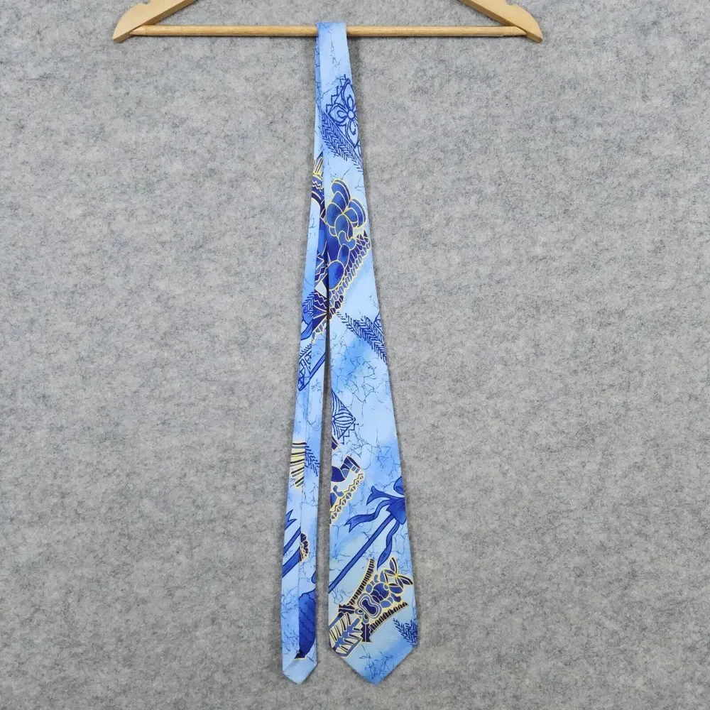 Kole Kole Hawaii‎ 100% Polyester Tie Blues & Bright Yellows Abstract Print 55x4